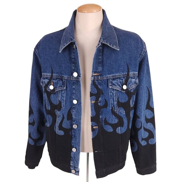 VETEMENTS Denim Black Fire Jacket Size L Mens Unisex Blue $2290 - Picture 3 of 16